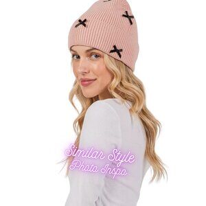 A Little Obsessed Women's Multi Bow Knit Beanie‎ Coquette NWT